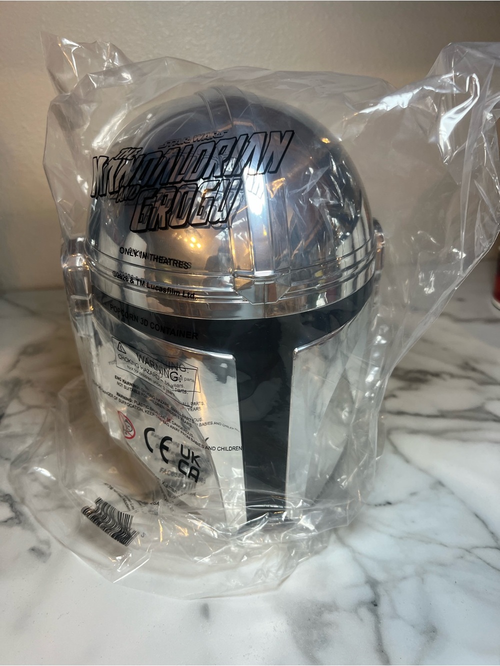 Star Wars The Mandalorian & Grogu Chrome Helmet Popcorn Bucket AMC New